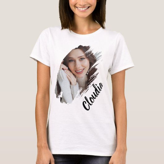 カスタム写真とテキスト追加 Tシャツ (正面)