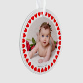 カスタム写真とハートクリスマス装飾 オーナメント (正面)