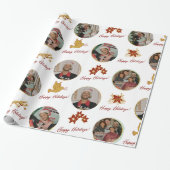 カスタム写真とポインセチア ラッピングペーパー (アンロールド)