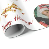 カスタム写真とポインセチア ラッピングペーパー (ロールコーナー)