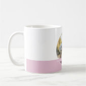 カスタム写真とメッセージ白とピンクのC52メモリ コーヒーマグカップ (左)