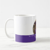 カスタム写真とメッセージ白と紫のC125メモリ コーヒーマグカップ (左)