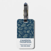 カスタム写真とモノグラム海住民パターン ラゲッジタグ (裏面縦)