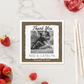 カスタム写真とモノグラム | バーラ素朴ップ結婚ズ スタンダードカクテルナプキン (インサイチュ)