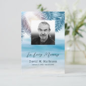 カスタム写真とヤシの木の葬儀 サンキューカード (スタンド正面)