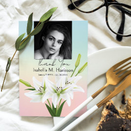 カスタム写真とユリの葬儀 サンキューカード