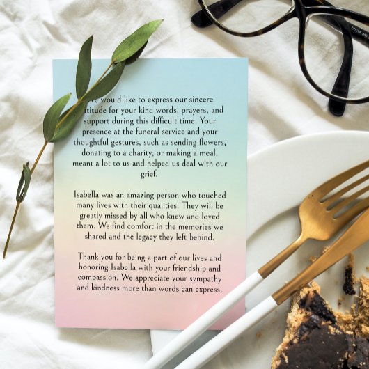 カスタム写真とユリの葬儀 サンキューカード