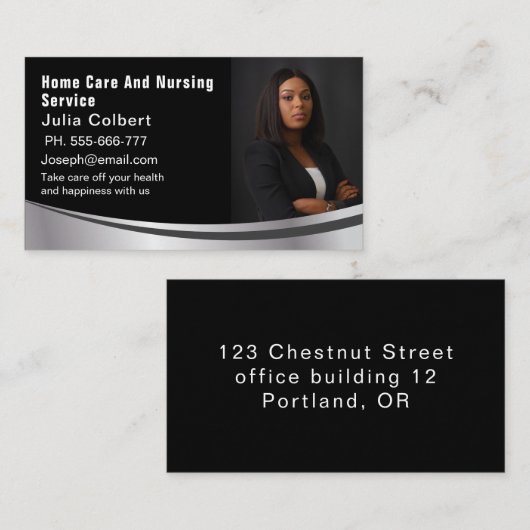 カスタム写真とロゴのシニア・コンパニオン介護者 名刺 (正面/裏面)