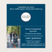 カスタム写真とロゴのシニア・コンパニオン介護者 名刺 (外部フラット)