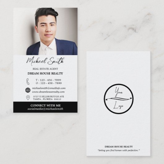 カスタム写真とロゴエステート実在エージェントの不動産仲介業者 名刺 (正面/裏面)