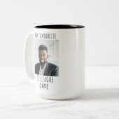 カスタム写真と同僚の名前お気に入りの付け ツートーンマグカップ (正面左)