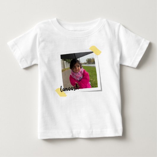 カスタム写真と名前のキッズTシャツ ベビーTシャツ (正面)