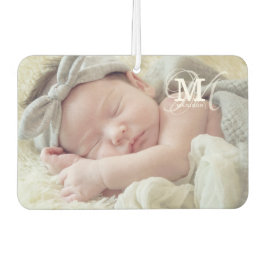 カスタム写真と名前のタイポグラフィ カーエアーフレッシュナー