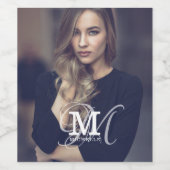 カスタム写真と名前のタイポグラフィ ワインラベル (シングルラベル)