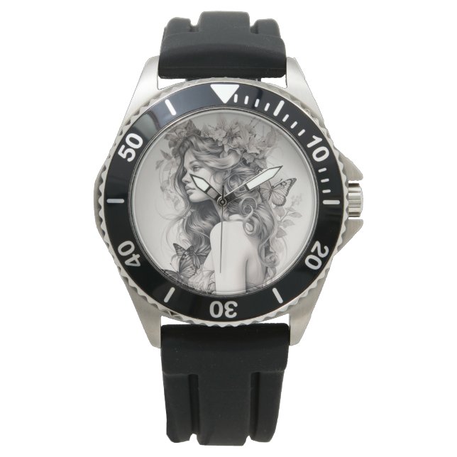 カスタム写真と名前のパーソナライズされたフード付きスウェットシャツ 腕時計 (正面)