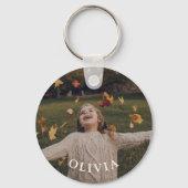 カスタム写真と名前のパーソナライズされた子 キーホルダー (正面)