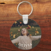 カスタム写真と名前のパーソナライズされた子 キーホルダー (裏面)