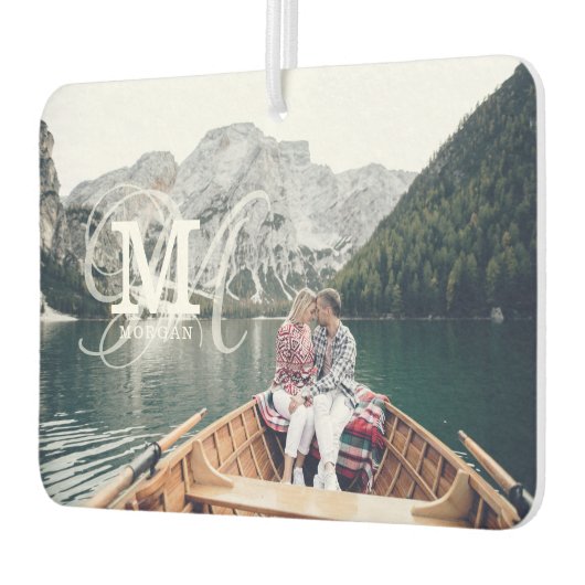 カスタム写真と名前の結婚式の引き出物 カーエアーフレッシュナー (左)