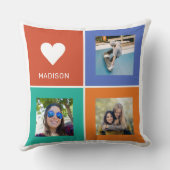 カスタム写真と名前の色正方形 クッション (裏面)