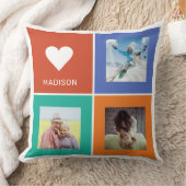 カスタム写真と名前の色正方形 クッション (ブランケット)