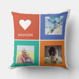 カスタム写真と名前の色正方形 クッション