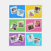 カスタム写真と名前の色正方形 フリースブランケット (正面)