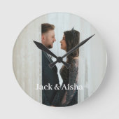 カスタム写真と名前カップルのポケットウォッチ ラウンド壁時計 (正面)
