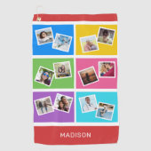 カスタム写真と名前カラフル ゴルフタオル (正面)