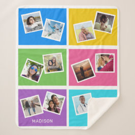 カスタム写真と名前カラフル シェルパブランケット