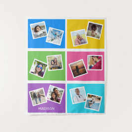 カスタム写真と名前カラフル タペストリー