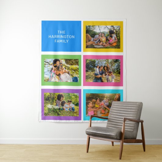 カスタム写真と名前カラフル タペストリー (インサイチュ)