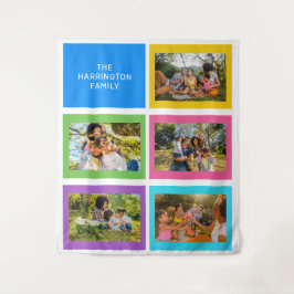 カスタム写真と名前カラフル タペストリー