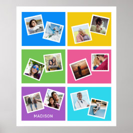 カスタム写真と名前カラフル ポスター