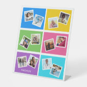 カスタム写真と名前カラフル 台座サイン (正面)