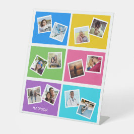 カスタム写真と名前カラフル 台座サイン