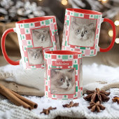 カスタム写真と名前クリスマスのペット猫 マグカップ