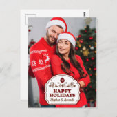 カスタム写真と名前ハッピーホリデー葉書 ポストカード (正面/裏面)