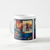 カスタム写真と名前ハートは私のバレンタインモザイク コーヒーマグカップ (正面左)