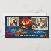 カスタム写真と名前ハートは私のバレンタインモザイク シーズンカード (正面)