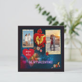 カスタム写真と名前ハートは私のバレンタインモザイク シーズンカード (スタンド正面)