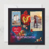 カスタム写真と名前ハートは私のバレンタインモザイク シーズンカード (正面)