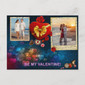 カスタム写真と名前ハートは私のバレンタインモザイク シーズンポストカード (正面)