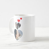 カスタム写真と名前ハート形状猫好きMag コーヒーマグカップ (正面左)
