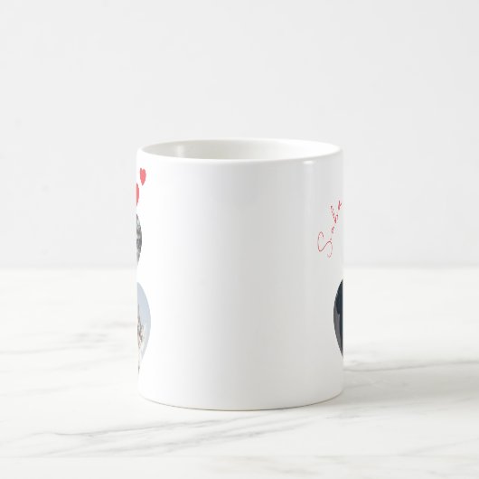 カスタム写真と名前ハート形状猫好きMag コーヒーマグカップ (中央)