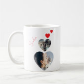 カスタム写真と名前ハート形状猫好きMag コーヒーマグカップ (左)
