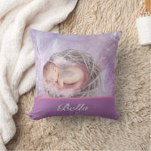 カスタム写真と名前バタフライパターン クッション (ブランケット)