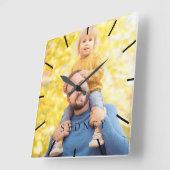 カスタム写真と名前パーソナライズされた スクエア壁時計 (傾斜)