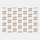 カスタム写真と名前フェスティバル緑とクッキー ラッピングペーパーシート (正面2)