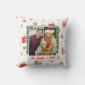 カスタム写真と名前メリーパーソナライズされたクリスマス クッション (正面)