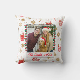 カスタム写真と名前メリーパーソナライズされたクリスマス クッション